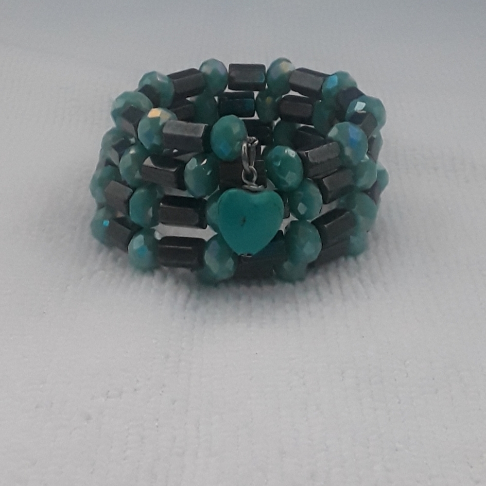 Magnetic Hematite and crystal glass bracelet